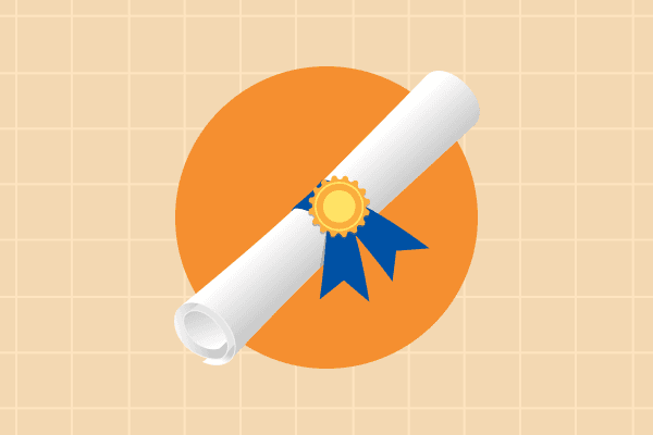 An illustration of a rolled-up college diploma